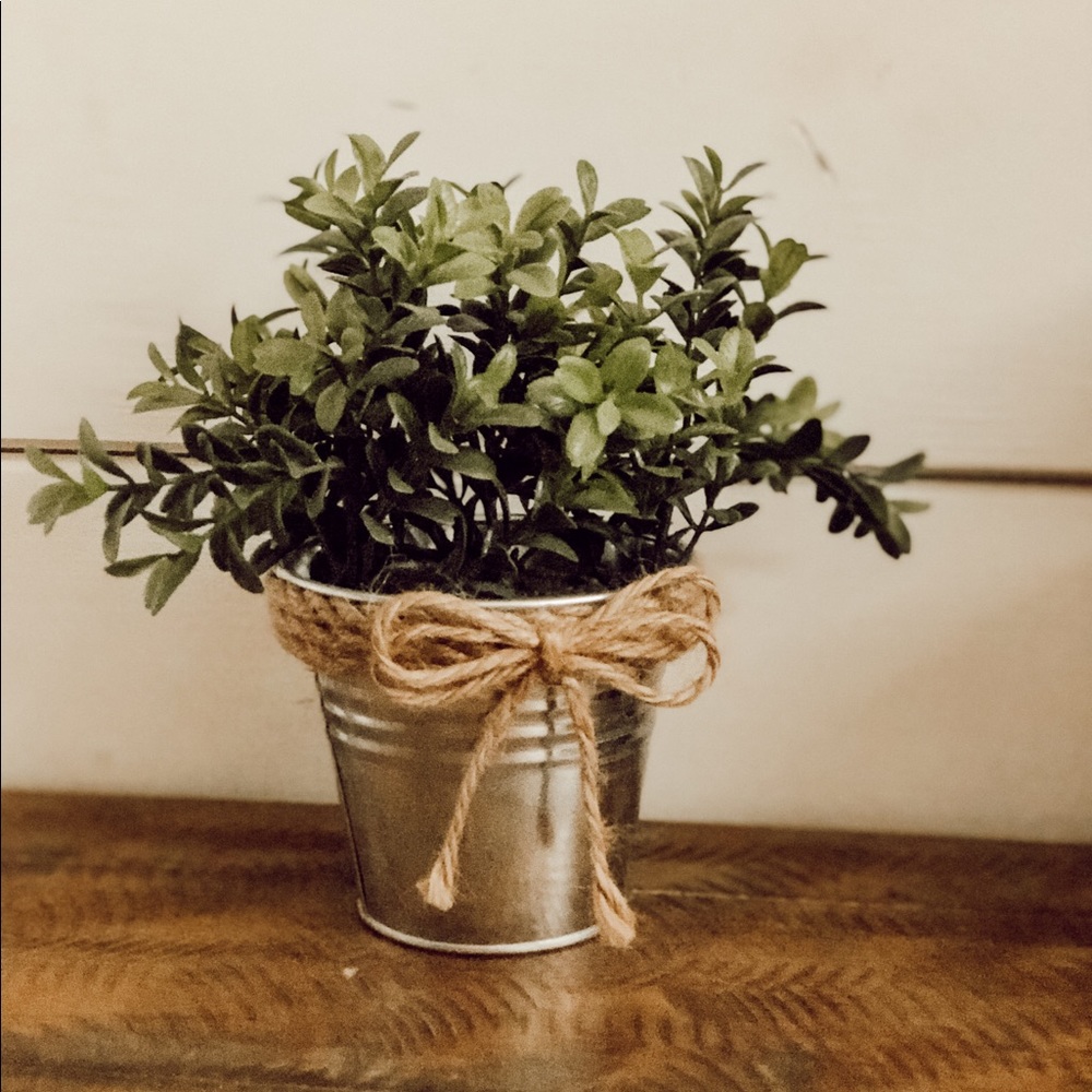 Faux Plant in Tin Container
